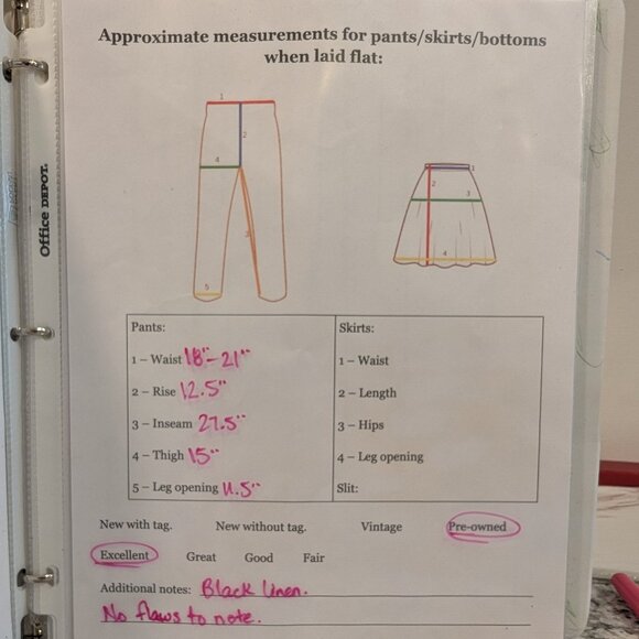 THE WHITE CO. 100% Linen Pants 14 Black Cotton Side Stripe Drawstring Pockets - Picture 6 of 6